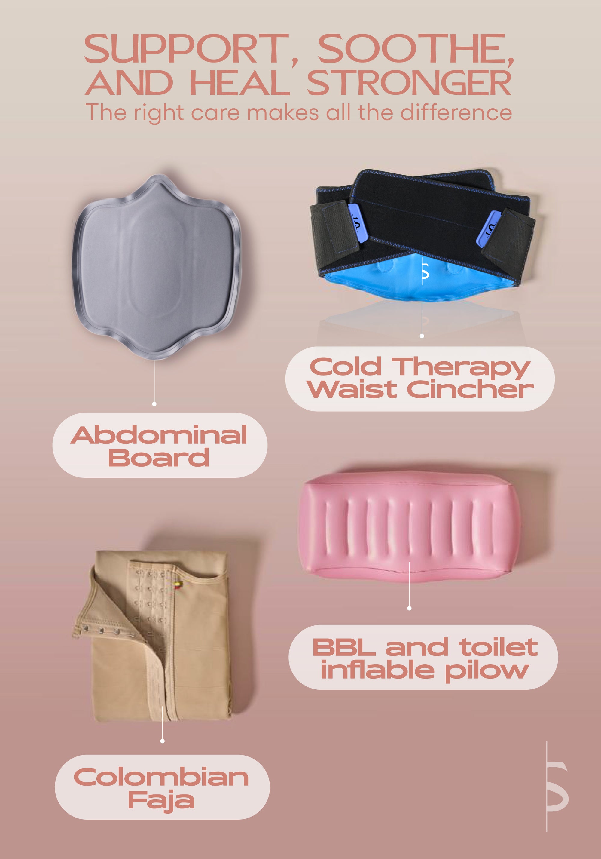 Lipo & BBL Recovery Kit | BBL Essentials & Post-Surgery Supplies for Optimal Healing (2 Fajas Included)