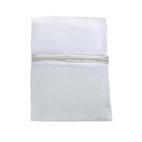 White pillowcase with a silver stripe on a white background