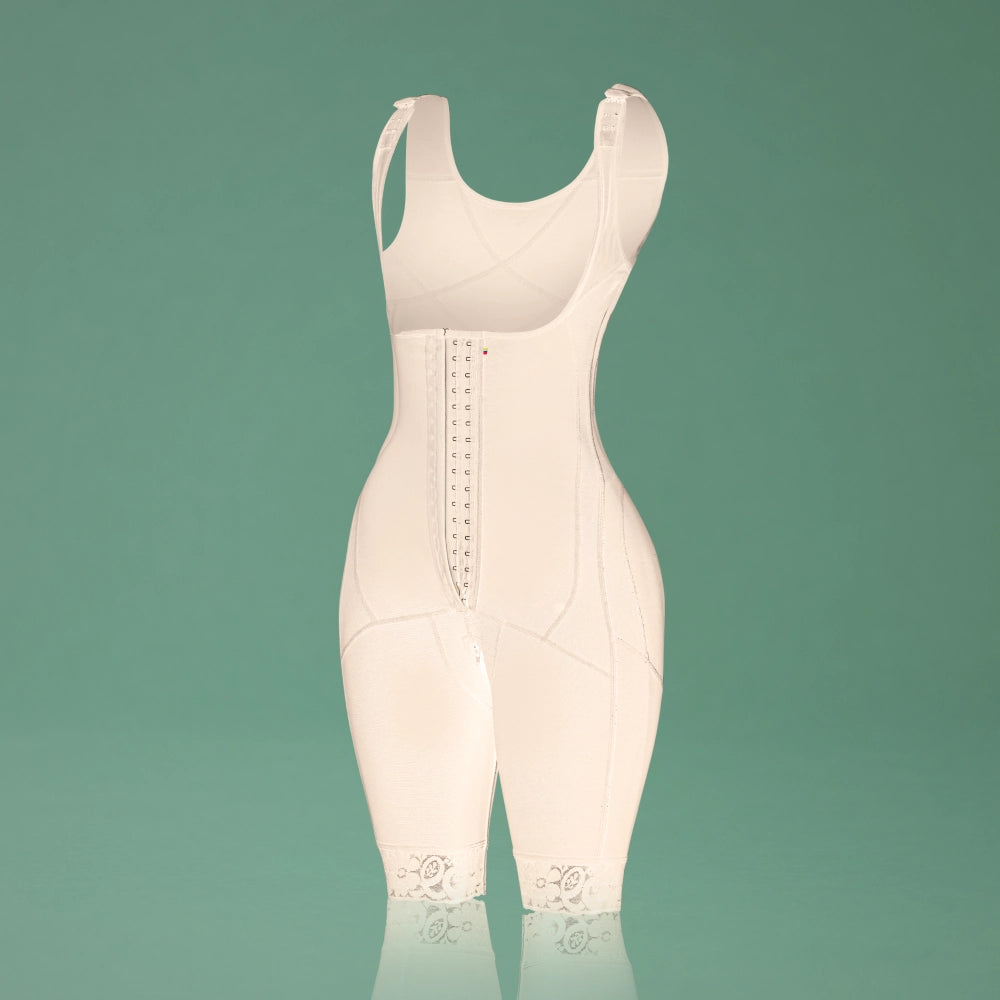 BeShapy Luxury BBL Recovery Kit Beige body shaper on a green background