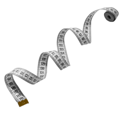 Measuring tape coiled on a white background