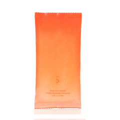 Orange packet with text on a white background