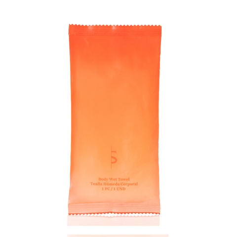 Orange packet with text on a white background
